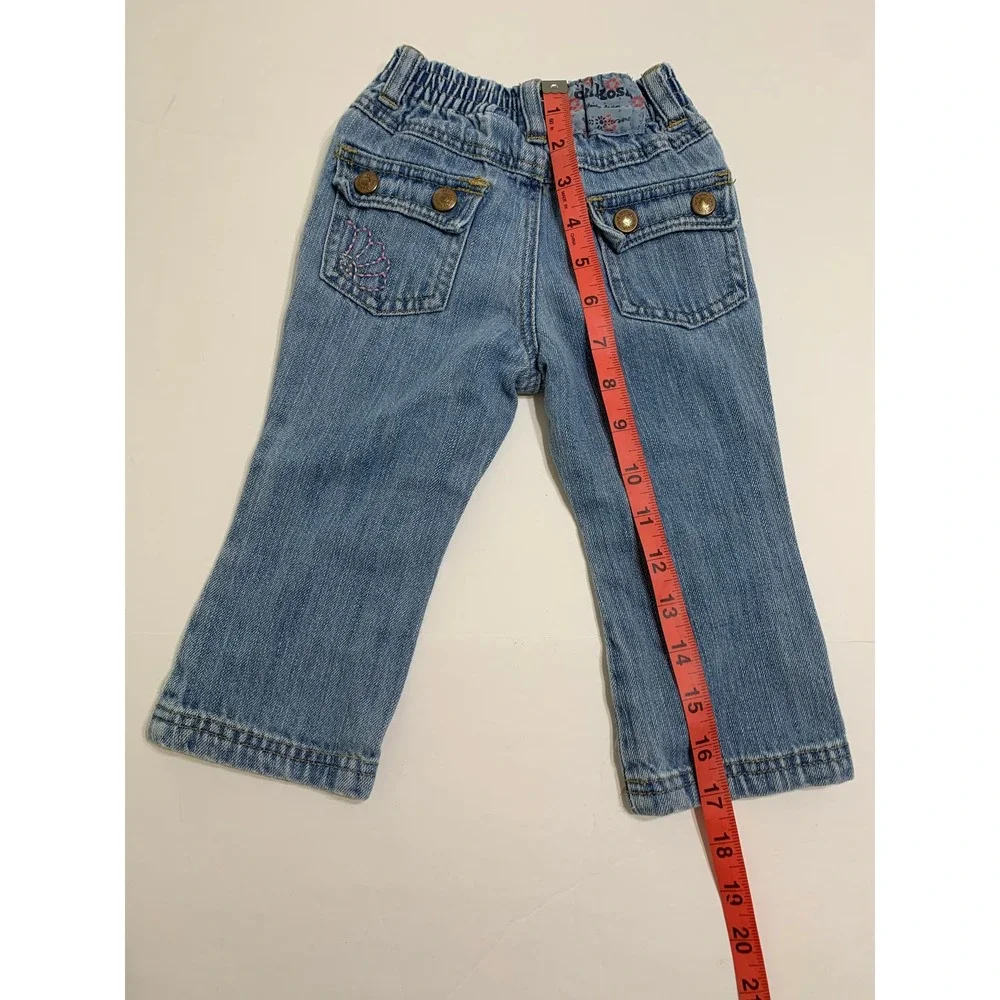 Oshkosh B'gosh Baby Girls Denim Jeans Elastic Waist Flower Accent Size 18 Months